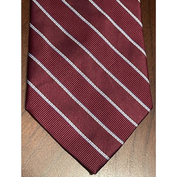 Jos. A. Bank Executive Collection Repp Hand Made Burgundy White Blue 100% Silk - Picture 1 of 9